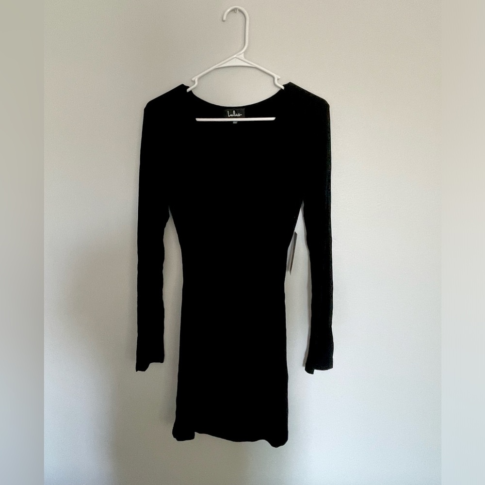 NWT LULUS Black Front Twist Cut-out Mini Dress